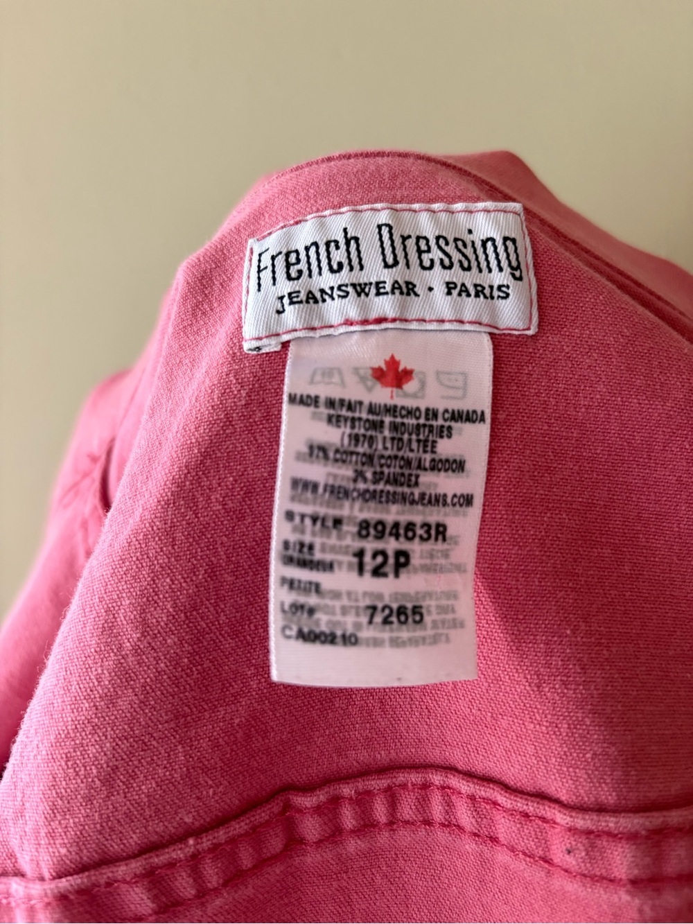 French dressing Pink Women's Jean Jacket Cotton spandex French Dressing 12P - Picture 8 of 9
